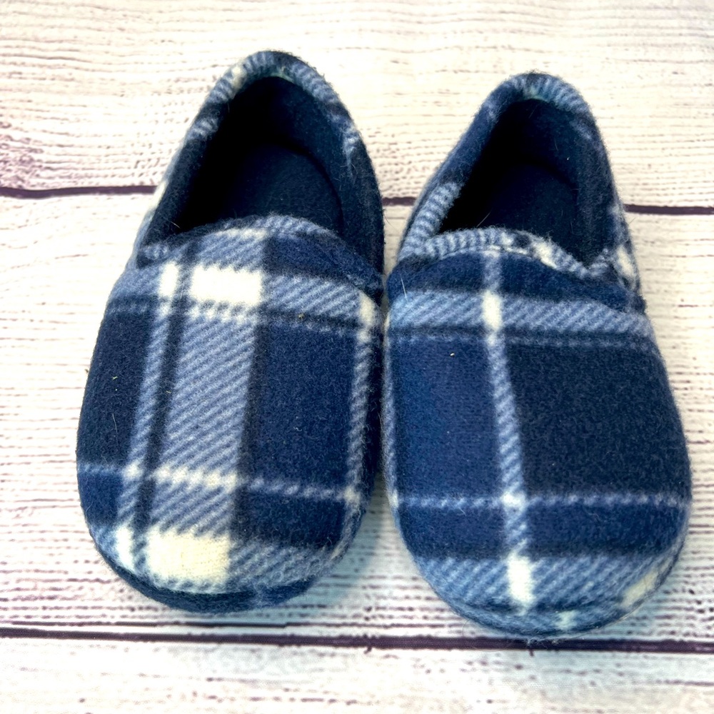 Toddler Blue Plaid Slippers